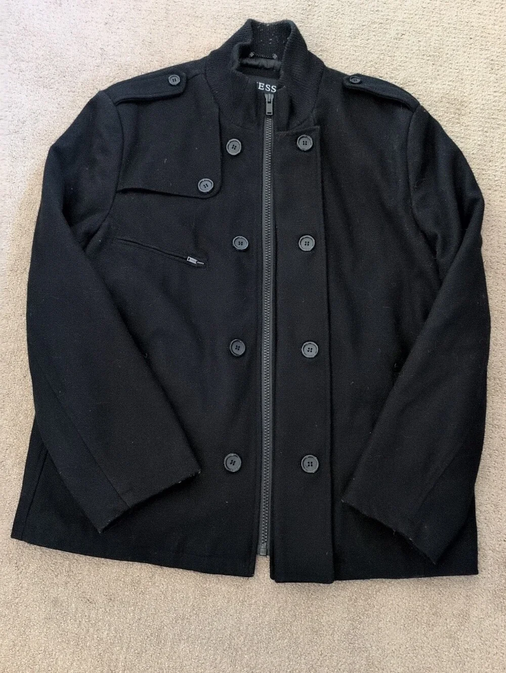 Guess Men's Wool Blend Military Style Coat/ Jacket